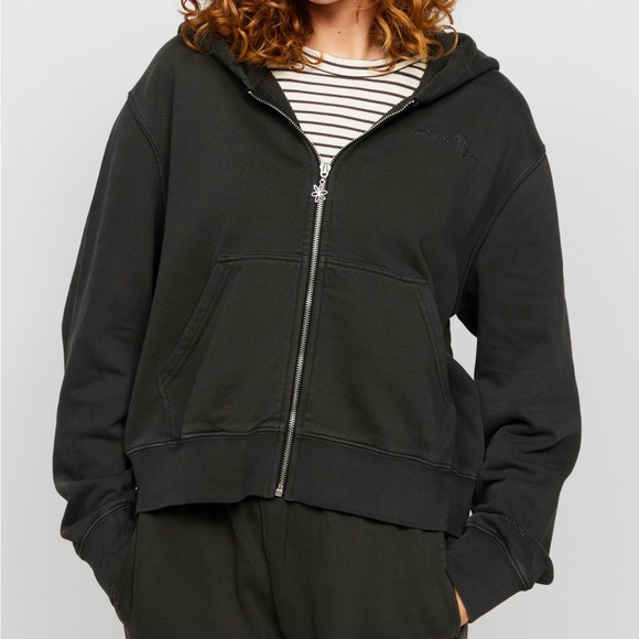 Samii Ryan Black Stone Wash Zip-Up Hoodie NWT - Picture 7 of 9